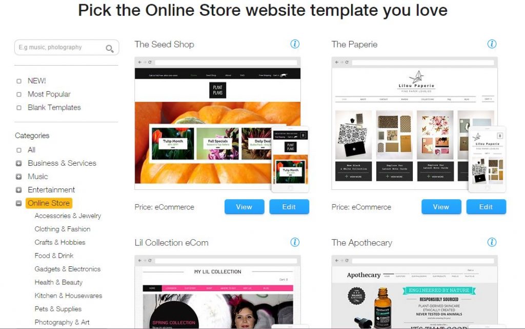 WixStores – A DIY eCommerce Website Builder